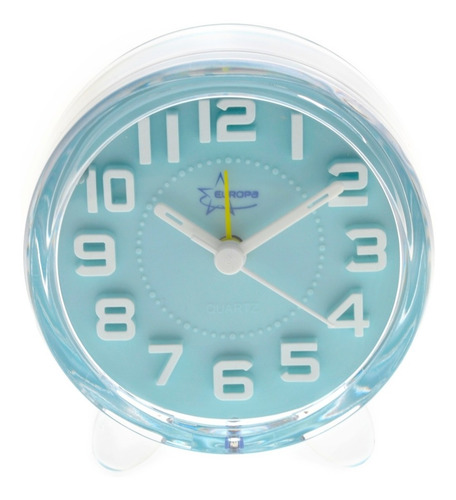Imagen 2 de 5 de Reloj Despertador Redondo Europa Con Luz Acrilico Eu Pt186