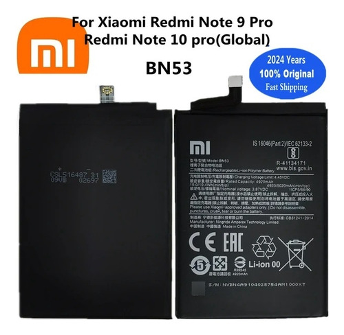 Bateria Pila Xiaomi Redmi Note 9 Pro Redmi Note 10 Pro Bn53 