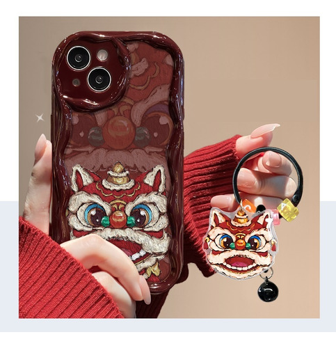 Funda De Teléfono Con Colgante De Año Nuevo Del León Dragón