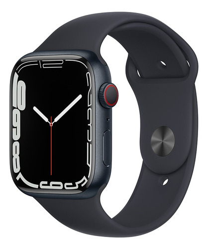 Apple Watch Series 7 (GPS + Cellular, 45mm) - Caja de aluminio color medianoche - Correa deportiva azul medianoche