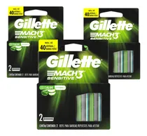 Comprar 3 Pack Repuestos Para Afeitar Gillette Mach3 Sensitive