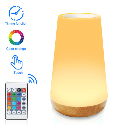 Lámpara De Mesa Con Control Táctil 3w Con Vetas De Madera
