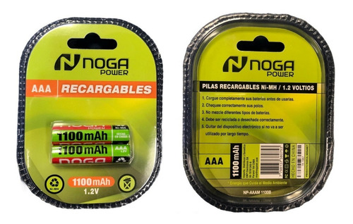 Pilas Recargables Noga Aaa 2u Ni-metal 1100mah