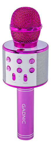 Kit X2 Micrófonos Gadnic Km-01 Karaoke Inalámbrico Bluetooth C/ Efectos De Voz Fucsia