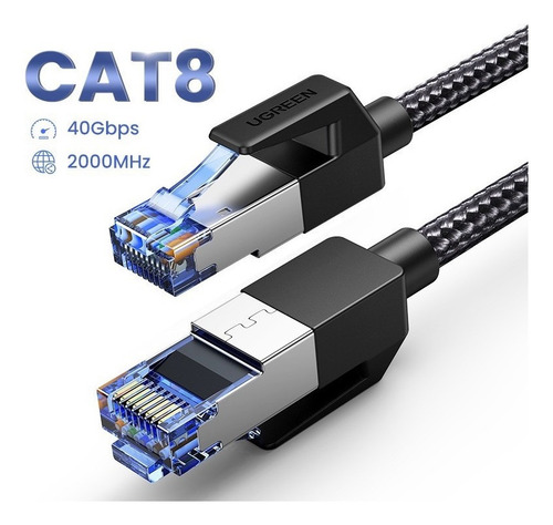 Cabo Rede Gaming Pro Alta Velocidade 40gbps Cat8 3mts Ugreen