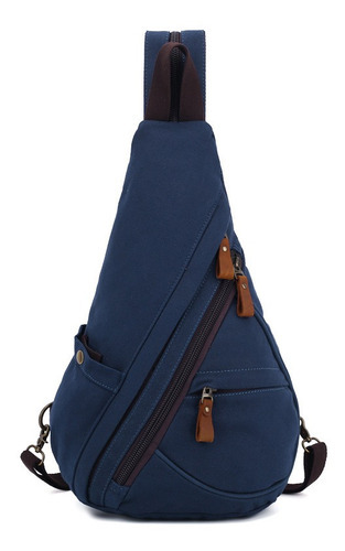 Mochila Cruzada De Lona, Hombro Para Ciclismo, Senderismo Color Azul Marino Diseño De La Tela Lona