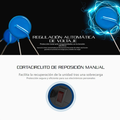 Regulador De Voltaje Forza 1000va/500w Con 4 Tomas + 2 Usb