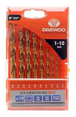 Set Mechas Acero Rápido 10pc Titanio Kit Metal Daewoo 1-10mm