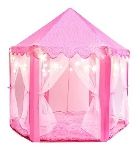 Tienda Para Niña Tipo Castillo 55x53 Pulgadas Con Luces Ros Rosa