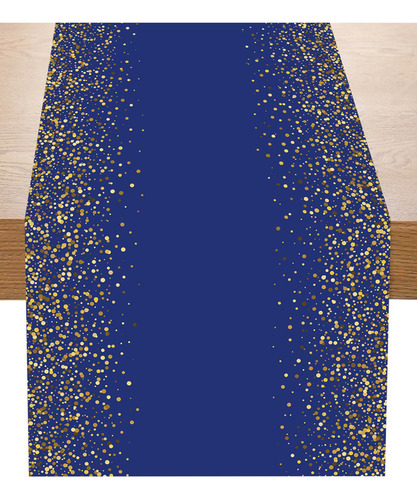 180*35cm Camino De Mesa Espolvoreado Decoración Cumpleaños Color Azul Blue Gold