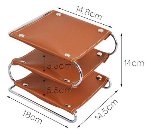 Rack De Armazenamento De Mesa De Couro De 3 Camadas Suporte