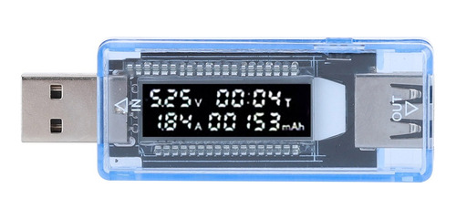 Lcd Usb Indicador Voltimetro Para Datos De Carga 73mm Azul