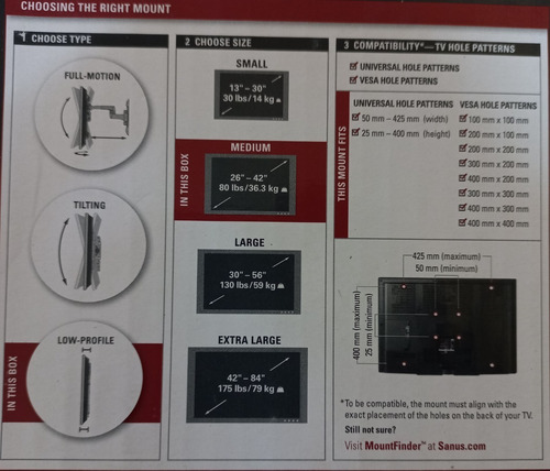 Imagen 8 de 8 de Sanus Soporte Montaje Tv Super Slim De 26p 42p, 36,3kg New**