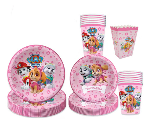 Platos Vaso Dulceros Personajes 52 Pz Fiesta Paw Patrol