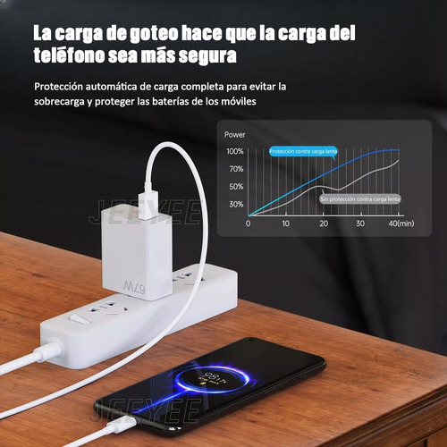 67w Turbo Cargador Con Cable Tipo C Para Xiaomi Carga Rápid
