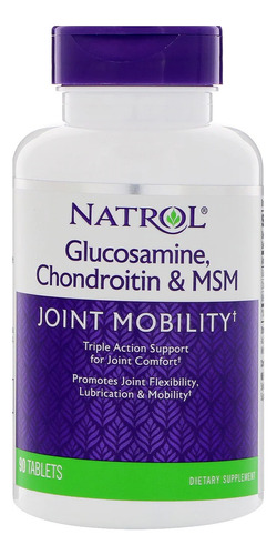 Natrol - Glucosamina & Condroitina Con Msm Triple Acción 90 Tabletas Sin sabor
