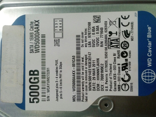 Imagen 2 de 3 de Disco Duro Pc 500gb