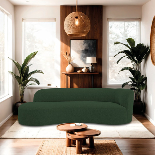 Divã Recamier Orgânico Tokyo 180cm Lado Esquerdo Linho Cor Verde