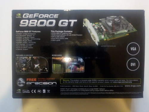 Placa De Video Evga Geforce 9800gt 1gb Gddr3 256bits (Usado)