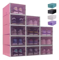 Comprar Cajas Organizadoras Cajoneras Apilables Para Zapatos 12 Pzs Color Rosa SelectShop