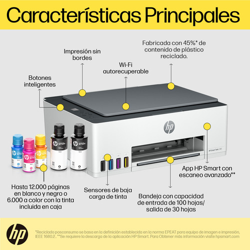 Impresora Multifunción Hp Smart Tank 580 Tinta Continua Wifi