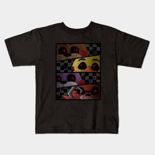 Remera Negra Blanca Bichos Niño Five Nights At Freddy's A 40