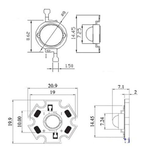 Imagen 4 de 5 de 10 Leds 3w Estrella Alta Potencia Pcb Todos Los Colores