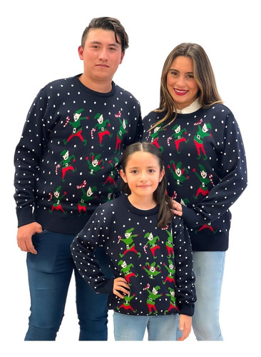Imagen 4 de 5 de Sueter Navideño / Ugly Sweater Niños Con Duendes Bailando