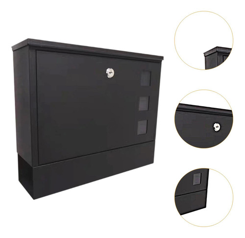 Buzón De Pared Resistente Al 36 Cm X 30 Cm X 9,5 Cm Negro
