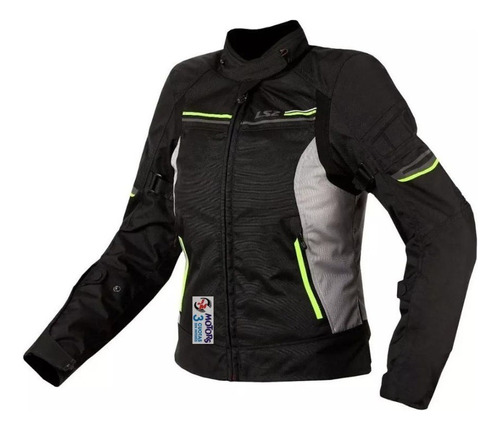 Jm Campera Moto Cordura Ls2 Shadow Mujer Negra Gris Fluo 