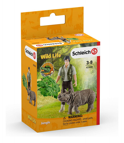 Schleich Ranger Y Rinoceronte Indio, Juego Figuras Juguete,