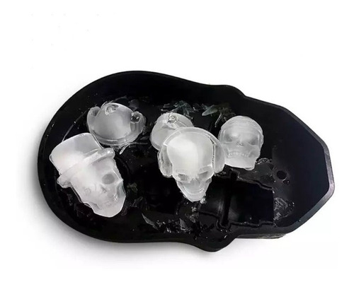 Molde Silicón 6 Calaveras Hielo Chocolate * * Fácil Usar * * Color Negro