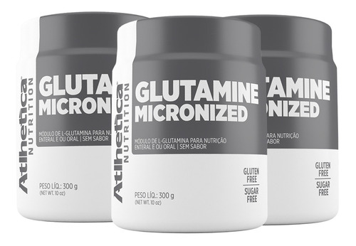 3x Glutamina 300g Atlhetica Nutrition - L - Glutamina