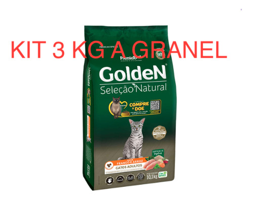 Kit 3 Kg Ração A Granel Golden Gatos Adulto Seleção Natural