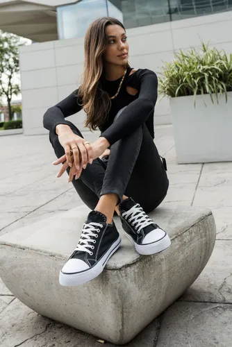 Zapatillas De Lona Con Cordones Mujer Urbanas (ni/star)