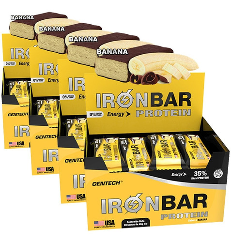 Promo 80 Iron Bar Gentech Barras Proteica 46 Gr C/u Sin Tacc