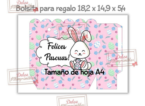 Kit Imprimible Felices Pascuas Conejo Cajita Cubo Bolsita 09