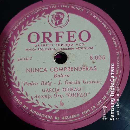 Pasta Garcia Guirao Con Acomp Orquesta Orfeo C168