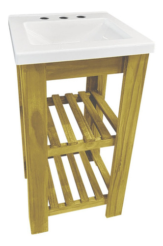 Imagen 2 de 9 de Vanitory Madera Pino Campo Acrilico Deck 40 Cm Rustico 3 Ag