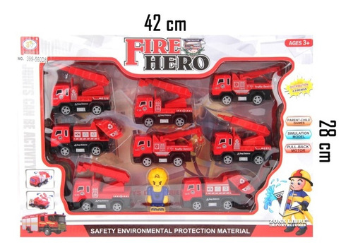 Juego Set De 8 Camiones  Fire Hero