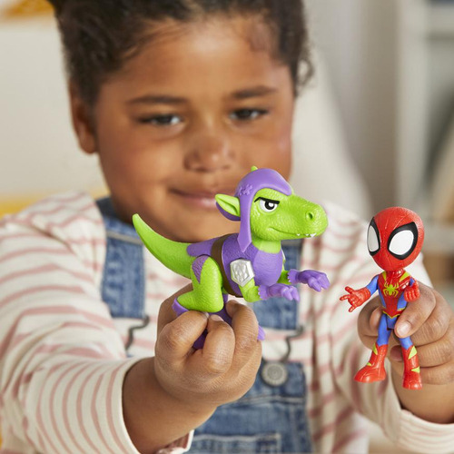 Set Figuras Spidey Y Goblin Raptor Spidey Dino-webs