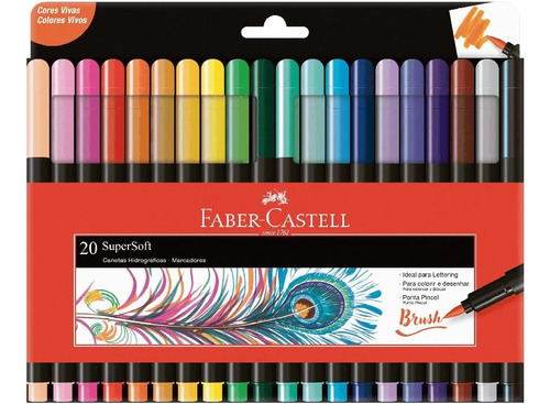 Canetas Brush Pen Faber-castell Supersoft Com 20 Cores