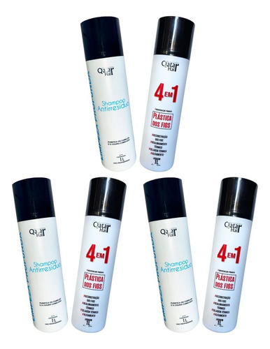 Plastica Dos Fios Selagem 4 Em1 Qatar Hair 3 Kits Liso Total