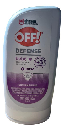 Repelente Off En Gel Para Bebés 100 Ml Defense 6 Horas