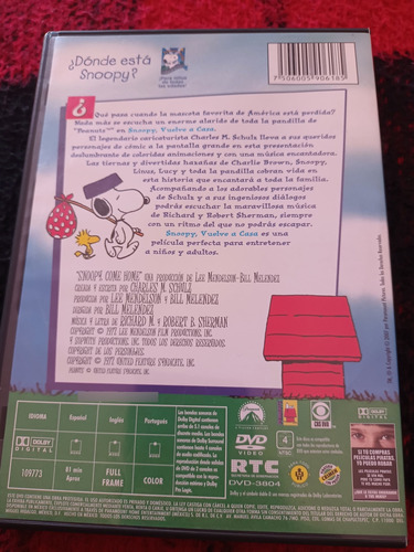 Snoopy Vuelve A Casa ( Dvd ) (Usado)