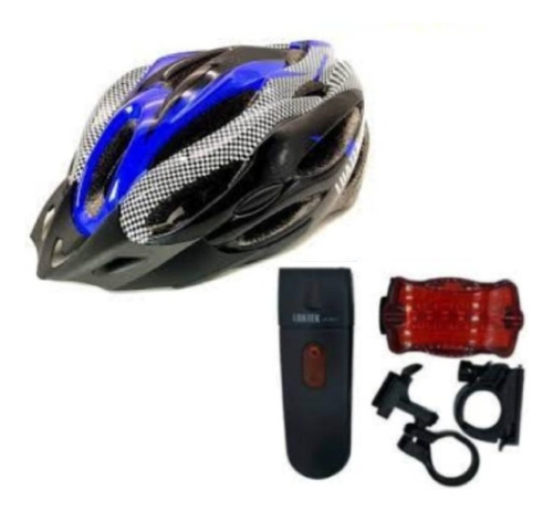 Capacete P/ Esportes Viseira Removível E Led + Farol Bike Cor Preto Tamanho Único