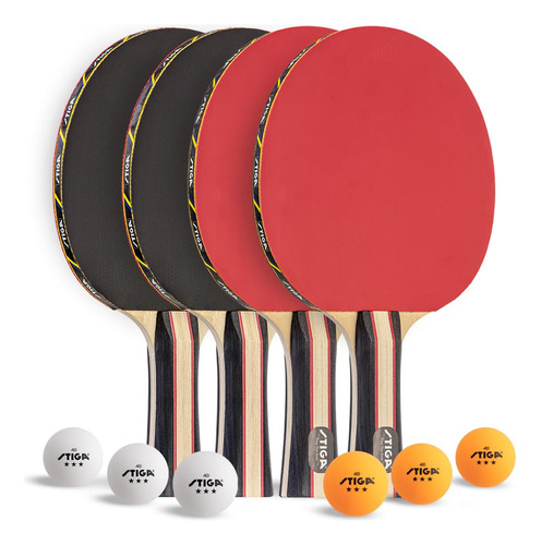 Juego De 4 Palas De Ping Pong Y 6 Bolas Naranjas Y Blancas
