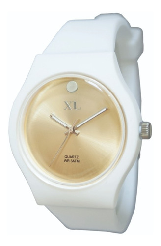 Reloj Xl Extra Large Moda Silicona  Xl714 Fondo Metalizado 