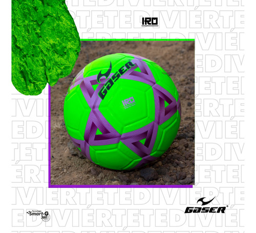 Balón Gaser De Futbol Modelo Iro Fosforescente Color Verde Con Morado Verde Con Morado
