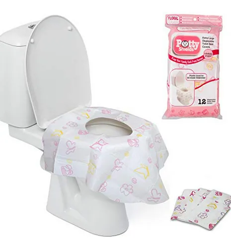 Cubiertas De Asiento De Inodoro Desechables (12 Pack, Floral